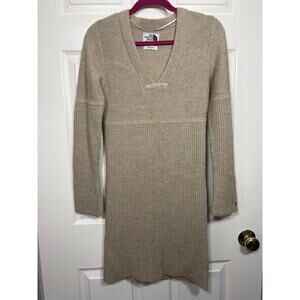 The North Face Sweater Dress Long Sleeve Knee Length Beige Womens Size Small